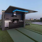 Customized Durable Weatherproof Outdoor Kitchen 304 Stainless Steel Black Gas 6 Burner Kitchen Island