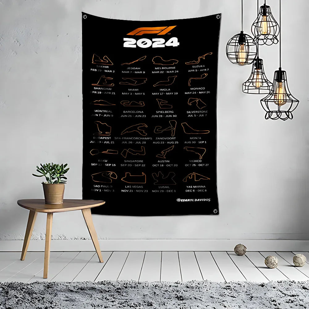 Ft Formula 1 Imola Monaco Circuit F1 Flag Polyester Digital Printing for Garage Wall Art Out Door Decoration With Grommets