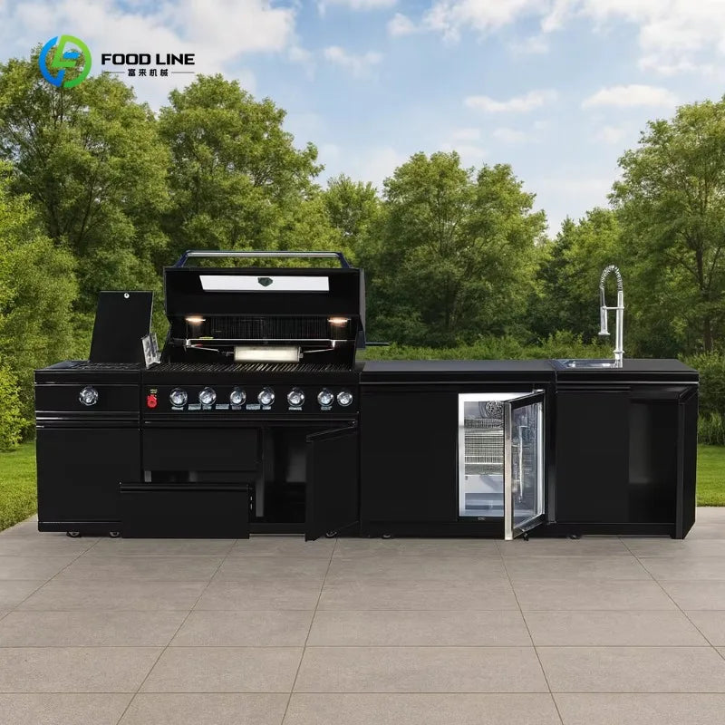 Customized Commercial Modular Outdoor Kitchen BBQ Grill Cabinet Island All-In-One Stainless Steel Outdoor Kitchen Bbq Island