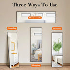 JHK 64"x21" Full Body Wall Mirror Standing Hanging or Leaning Wall-Mounted Mirrors with Stand Aluminum Alloy Frame Living Room