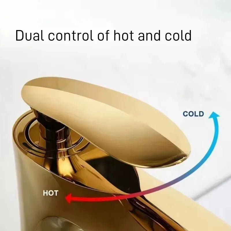 Golden Maple Leaf Single Hole Faucet Basin Faucet For Hot And Cold Household Use Raised Washbasin Washbasin Countertop Basin
