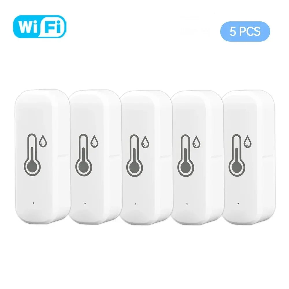 Tuya Smart WiFi Hygrometer Thermometer Real-Time Alerts Voice Alarm No Hub Required for Hotels Android Operating System Battery