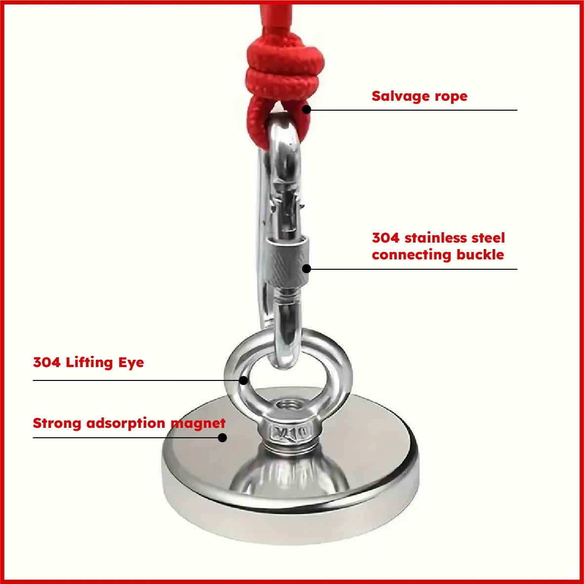 Super Strong Neodymium Fishing Magnet Hook N52 Heavy Duty Rare Earth Magnet With Countersunk Hole Eyebolt 16-90mm Salvage Magnet