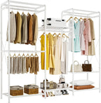 Joiscope Wardrobe Closet Organizer, Heavy Duty Clothes Rack, Closet System With 4 Closet Rods & 5 Closet Shelves, Adjustable