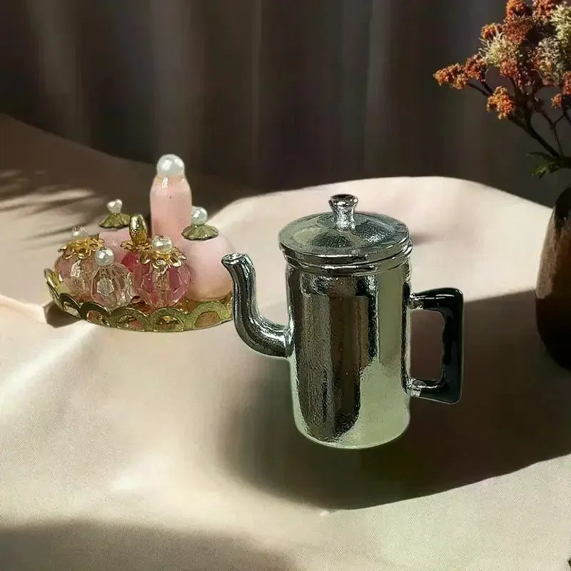 1:12 Dainty Miniature Kettle with Lid Models for Dollhouse Kitchen, Fun Pretend Play Kids Toy, Perfect for DIY Gift-making
