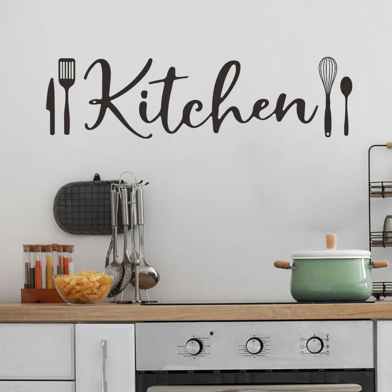 English Slogan Kitchen Wall Sticker Restaurant Kitchen Cooktop Background Home Decoration Wallpaper Creative Pattern Stickers