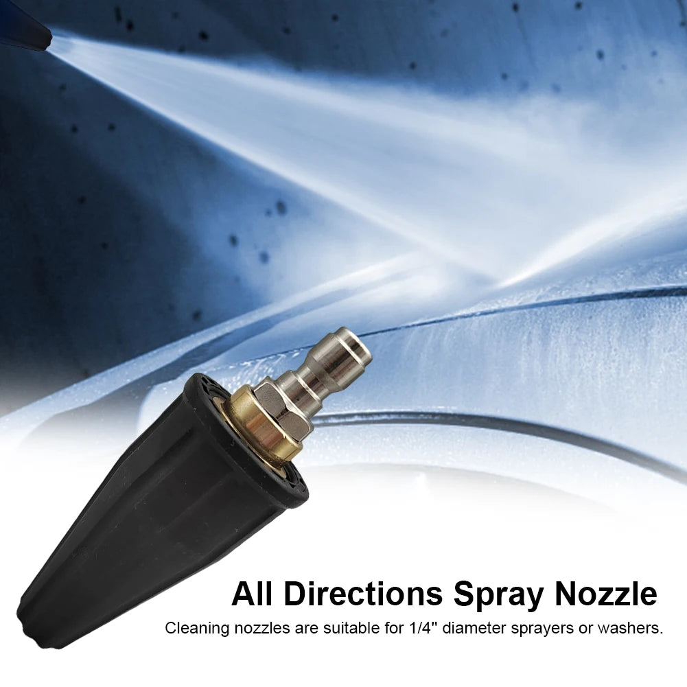 Water Gun Nozzle 1/4 Inch Quick Connector High Pressure Sprayer Stainless Steel Washer Gun Adapter Turbo Nozzle for Car Cleaning