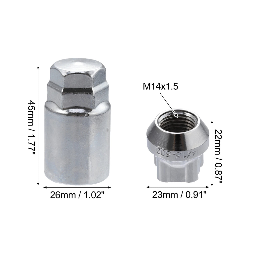X Autohaux M14x1.5 Car Wheel Lock Lug Nuts Set Anti Theft Lug Nut Screw Fit for Tesla 3 S X Y 2012-2022-Pack of 5 Silver Tone
