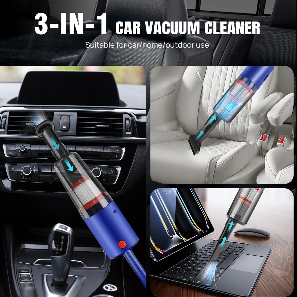 Wireless Portable Car & Home Vacuum Cleaner, 6200Pa Strong Suction, 50W High Power, Dual Lithium Batteries for Long-lasting Batt