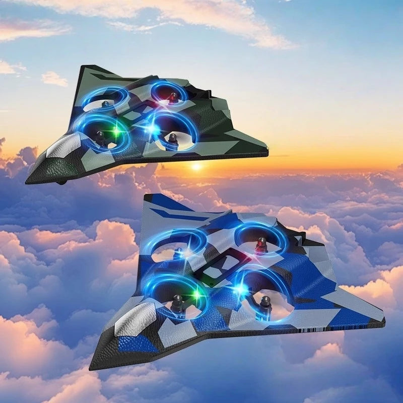 2.4G Remote Control Four-axis Stunt Drone Rolling Hover Fighter Luminous Electric Foam Glider Children's Toy Christmas Gift