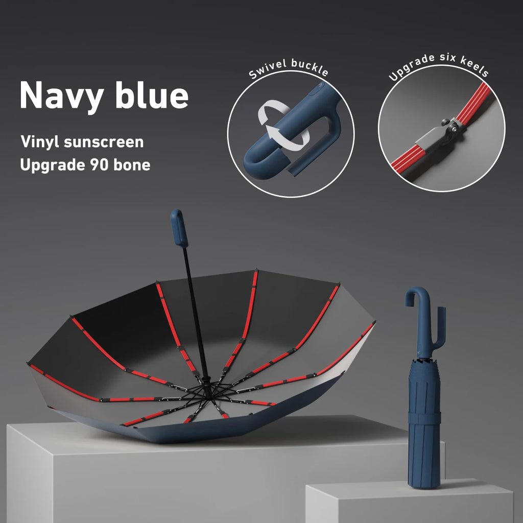 Strong Windproof Automatic Umbrella 72 Bones Sunshade Uv Protection Folding Men's Umbrella Buckle Rain Large Parasol for Women