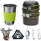 Camping Cookware Kit with Stove Outdoor Cooking Set  Outdoor Pot Travel Tableware Kitchen Hiking Picnic BBQ