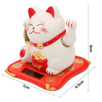 Lucky Cat Wealth Waving Figurines 2.5 inch Solar Powered Cute Cat Crafts Statue for Home/Office/Car Windshield Decor Accessories