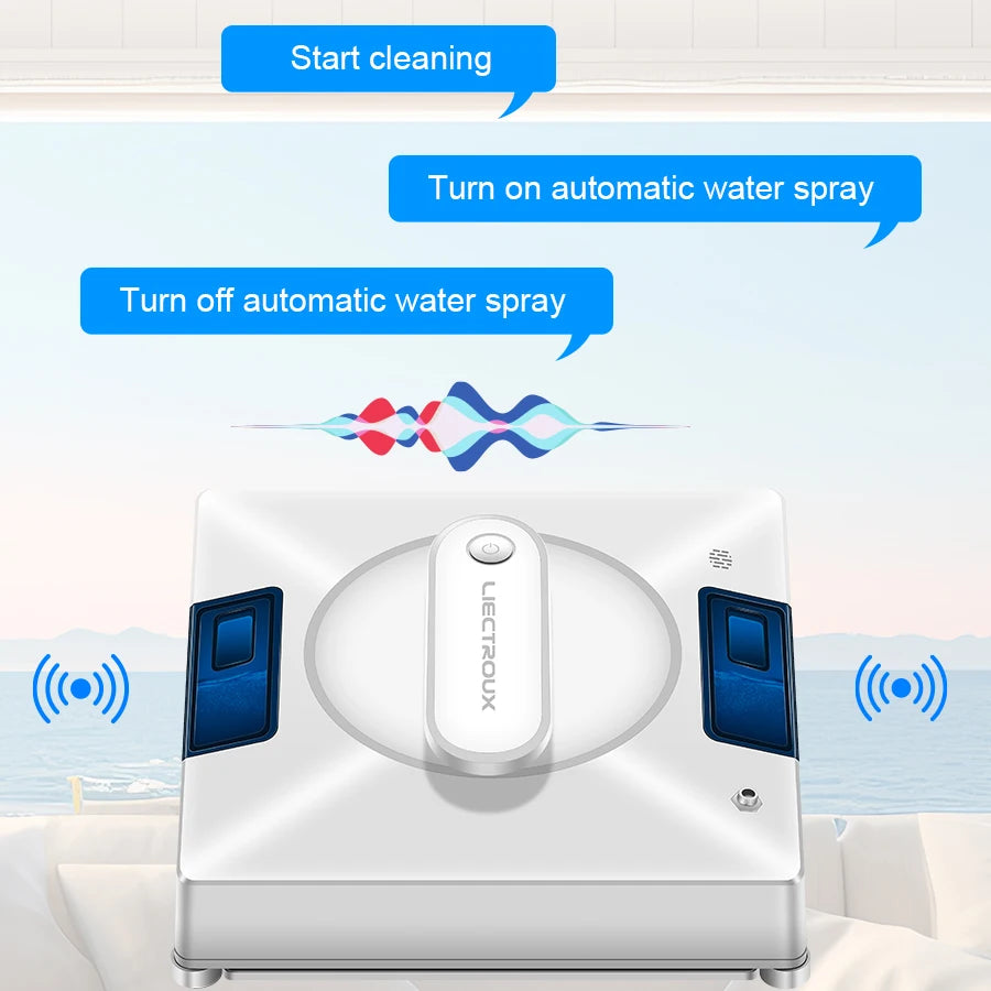 Robot Window Cleaner LIECTROUX YW509, Dual Water Spray,Home Wall Glass Window Robot Vacuum Cleaner,Strong Vacuum,Smart Memory