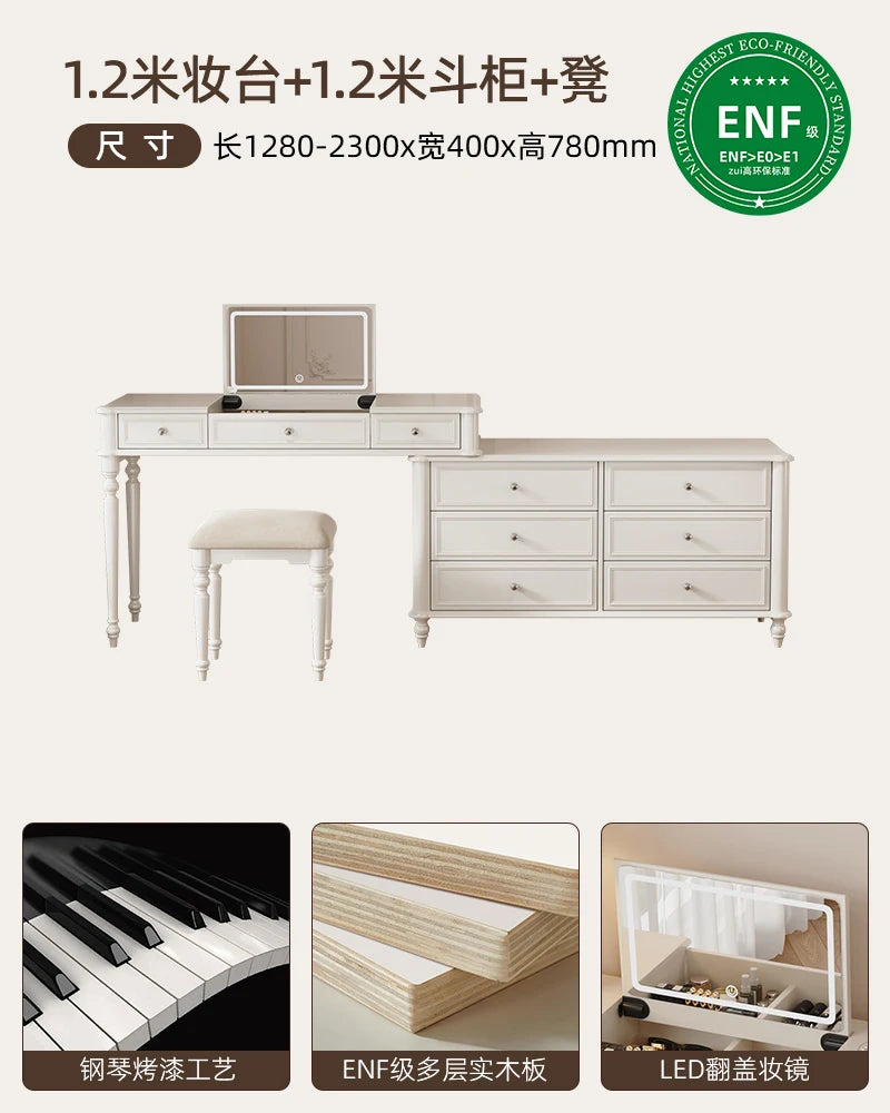 Solid wood dresser chest integrated bedroom cream wind high-end end bed