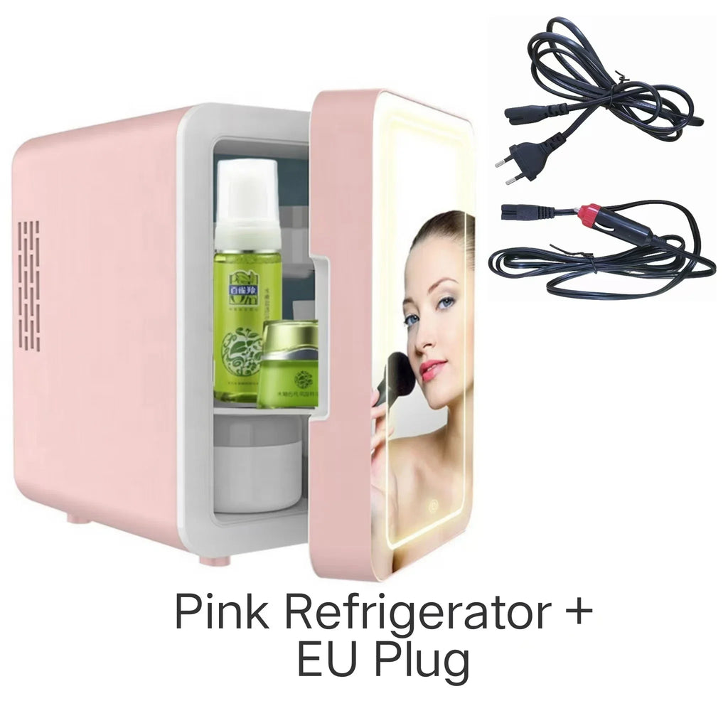 4L Mini Refrigerator Car Cosmetics Skincare LED Mirror Household Refrigerator Small Freezer Refrigeration Noise Reduction Portal
