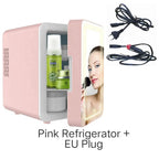 4L Mini Refrigerator Car Cosmetics Skincare LED Mirror Household Refrigerator Small Freezer Refrigeration Noise Reduction Portal