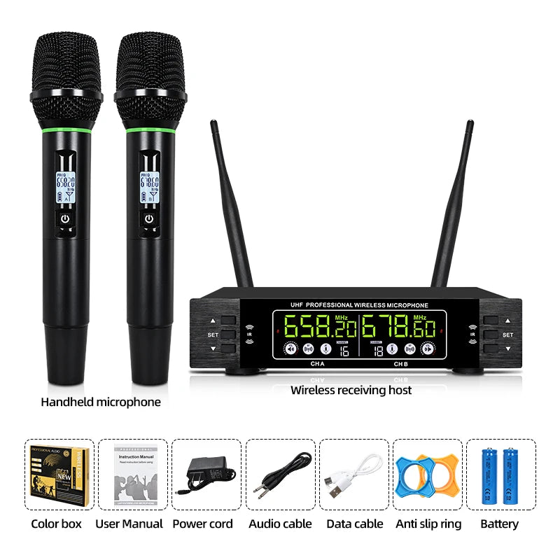 Professional wireless microphone 2 channels charging handheld home karaoke KTV performance singing microphone