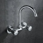 Wall Mounted Kitchen Mixer Tap Double Handle Kitchen Faucets Cold and Hot Water Tap 360 Rotation Sink Faucet Kitchen Accessories