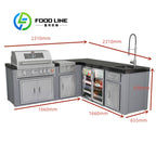 High Quality Outdoor Kitchenware Built-in Refrigerator Countertop Tools BBQ Gas Grill 304 Stainless Outdoor Kitchen SetCustomize