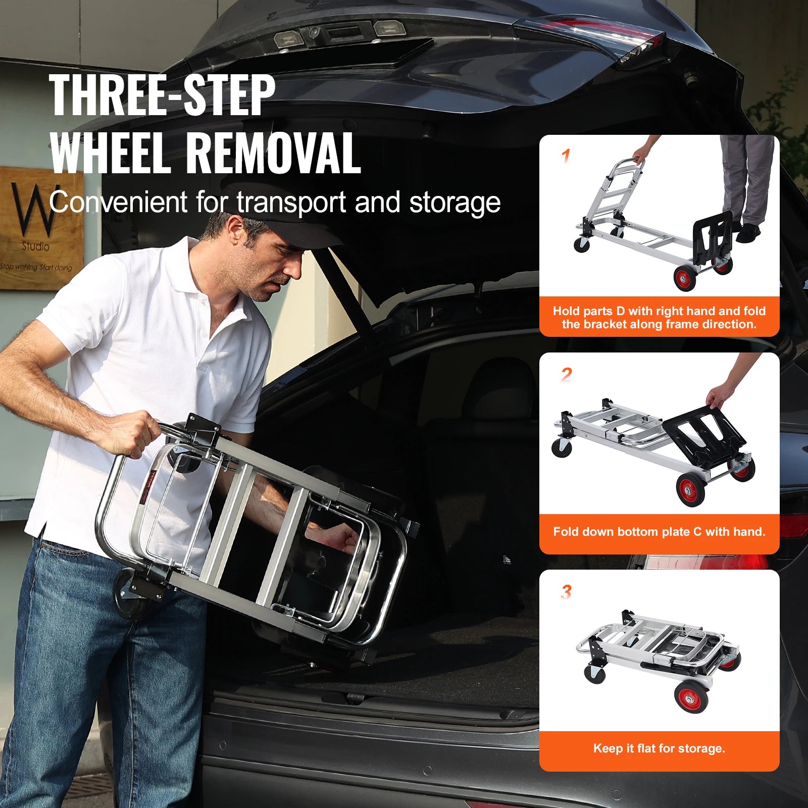 Folding Hand Truck 400 lbs Capacity Lightweight Dolly with Wheels for Moving