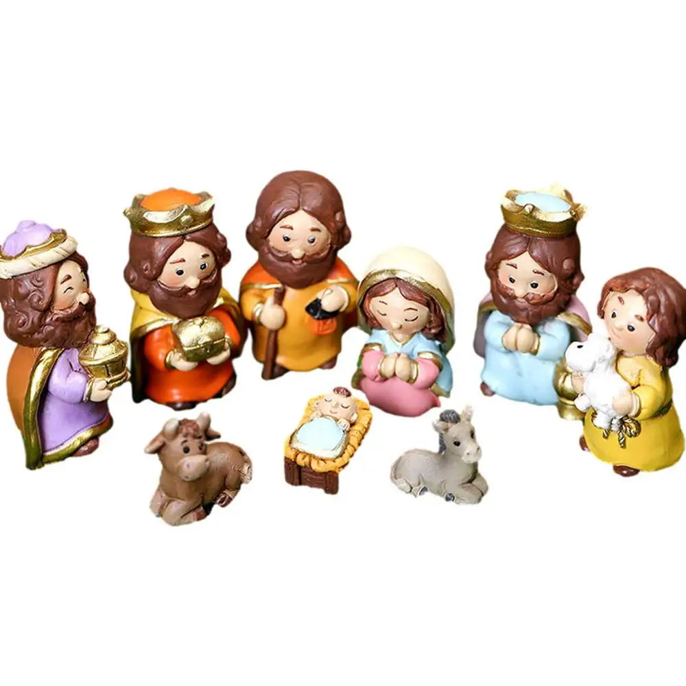 Nativity Sets For Christmas 10pcs Resin Manger Scene Ornaments Christmas Jesus Statue For Children And Adults Holy Family