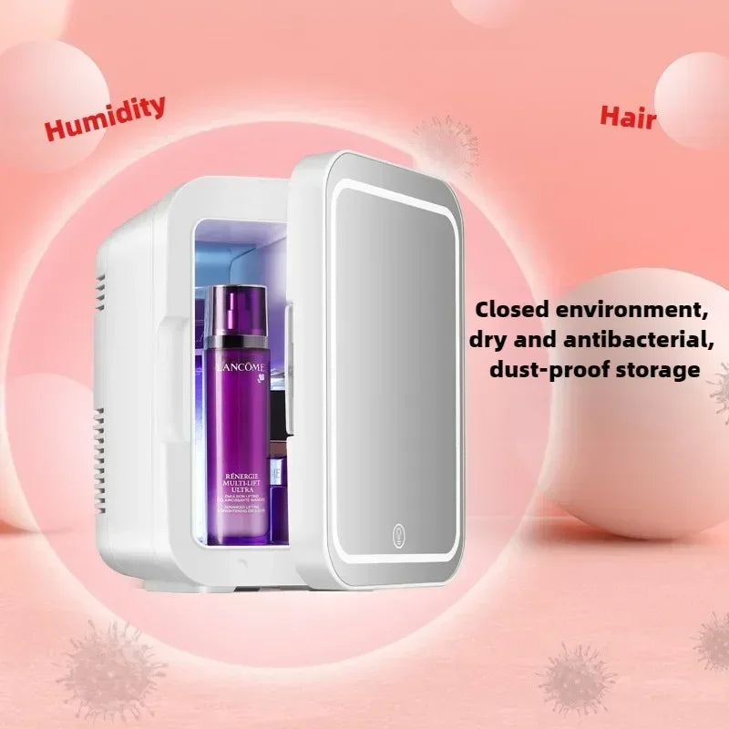 4L Mini Refrigerator Car Cosmetics Skincare LED Mirror Household Refrigerator Small Freezer Refrigeration Noise Reduction Portal