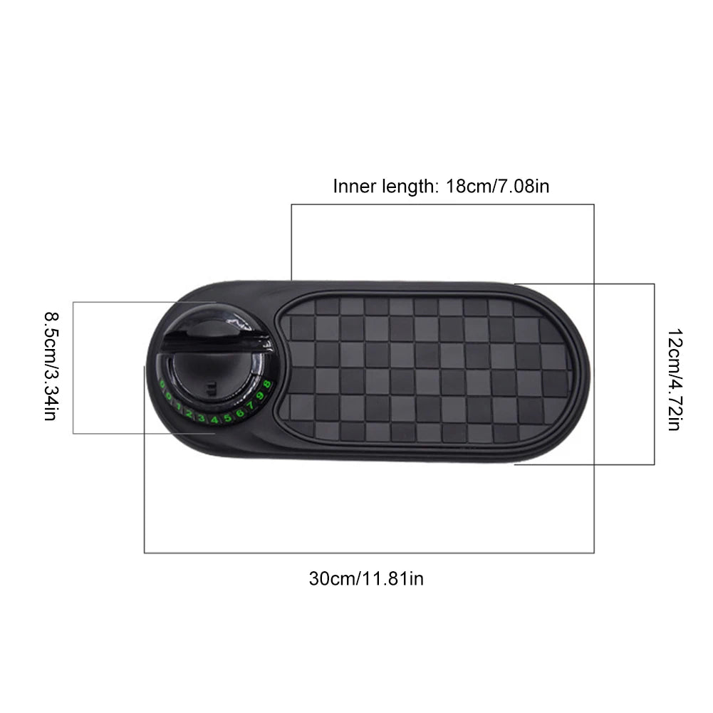 Car Dashboard Mat with Parking Number Plate Car Dash Grip Pad Anti-Shake Rotating Car Phone Holder Anti-Slip Car Accessories