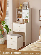 Bedroom Cream Style Dressing Table, Solid Wood Dressing Table, Small Bedside Table, Small Storage Cabinet Dressers for Bedroom