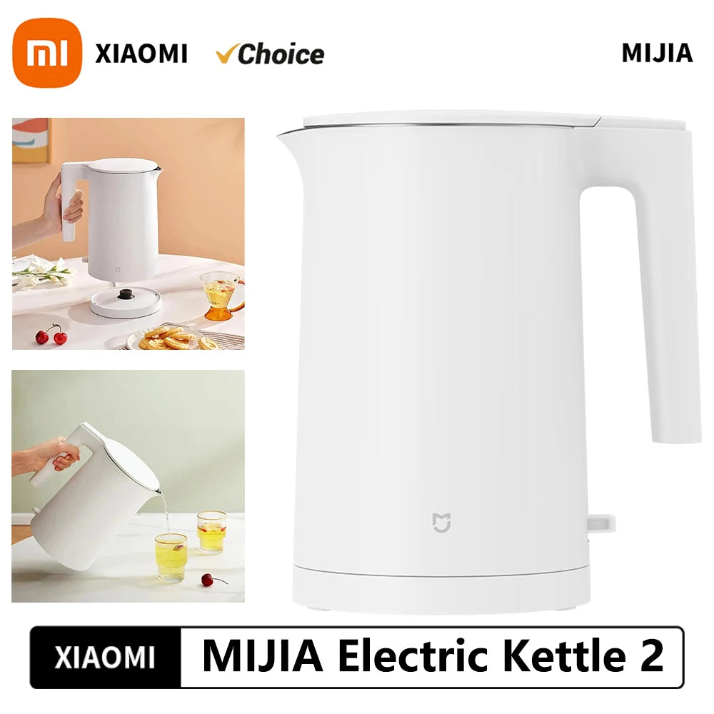 2025 Xiaomi Mijia Electric Kettle 2 1800W Fast Burning 304 Stainless Steel Double Layer Anti-scalding STR 1.7L Hot Water Kettle