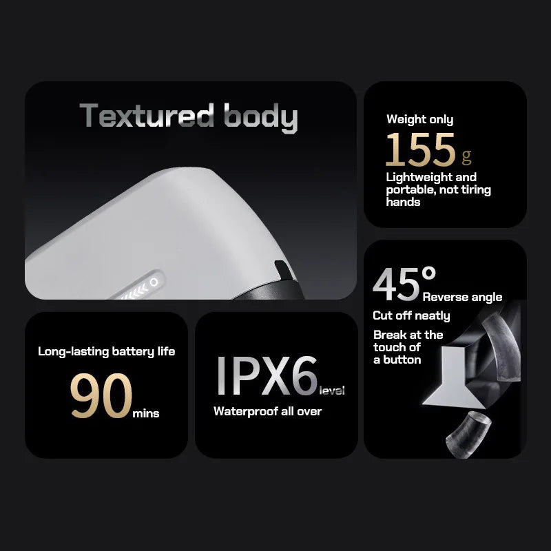Professional Electric Hair Clipper Hair Trimmer 13000RPM Men's Shaver 5-blade Knife Net 1600mAh Mini Shaver IPX6 Waterproof