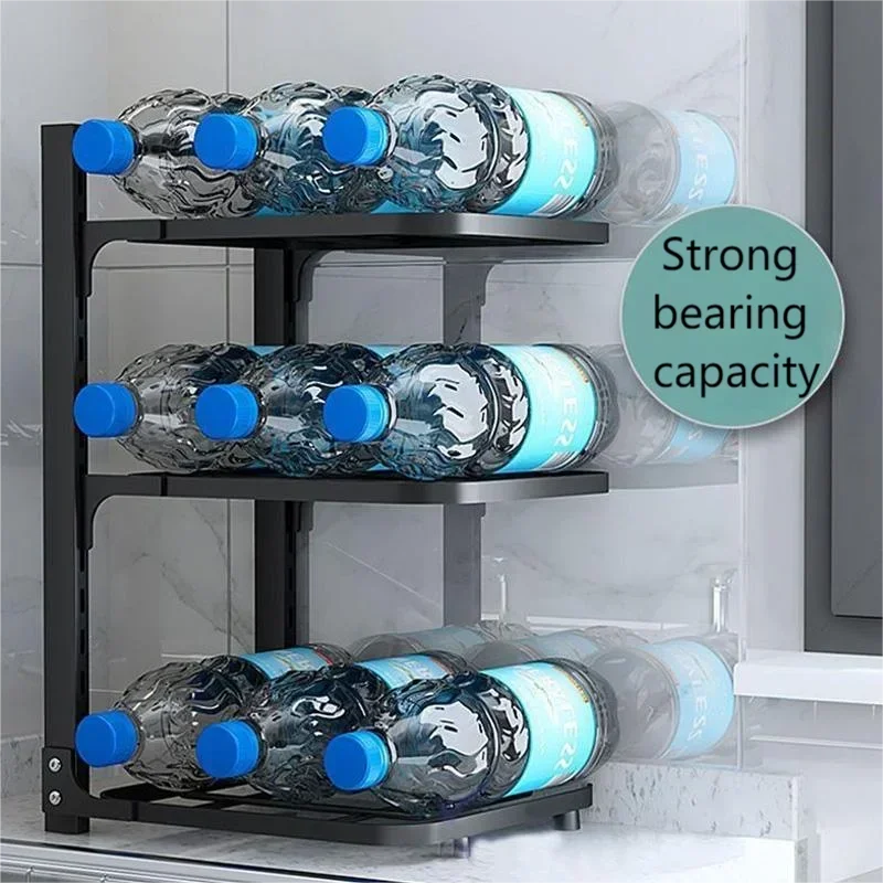 2/3/4 Layers Kitchen Storage Rack Stainless Steel Adjustable Shelf Floor Cabinet Table Corner Pot Rack Kitchen Storage Supplies
