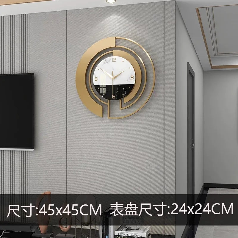 Nordic Light Luxury Metal Wall Clock Fashion Design Large Home Decoration Pendant Clock Hotel Living Room Wall Hanging Clock