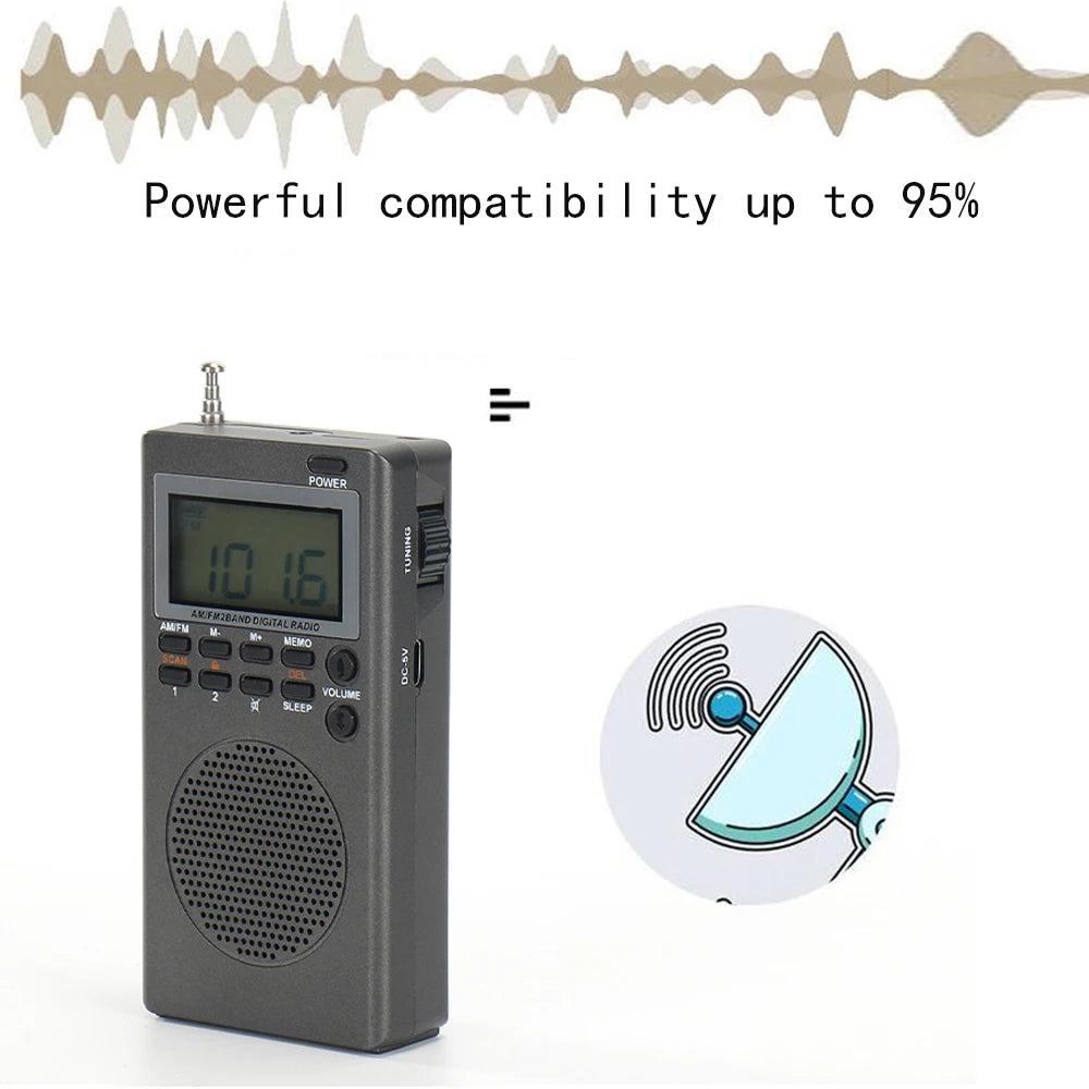 Portable Mini Radio FM/AM Digital Tuning Radio Receiver Music Player Radios Durable Small Radio