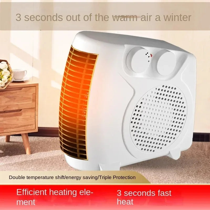 Universal Voltage Winter Warmer Desktop Electric Heater Fan 3 Gear Adjustable Warm Air Blower Ripple Heating for Bedroom Office