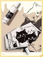 Simple Cartoon Kittens Printed Black And White Umbrella, Sunny And Rainy Dual-use UV Protection Umbrella