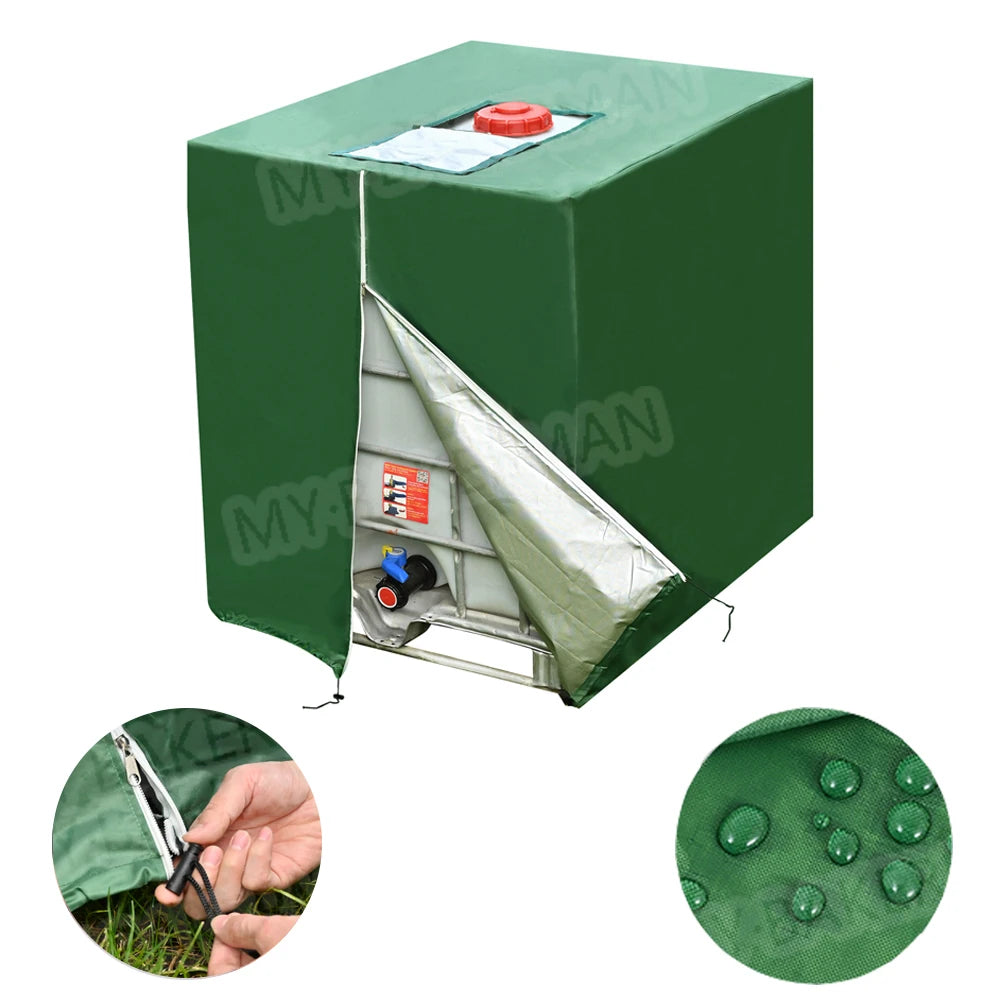 Zipper IBC Tote 275 Gallon 1000L Outdoor Water Tank Protective Cover(Green)