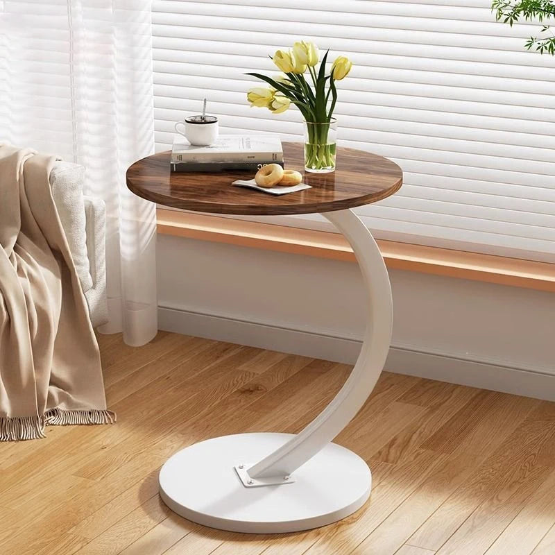 Small apartment light luxury bedside small coffee table round movable small table mini coffee table