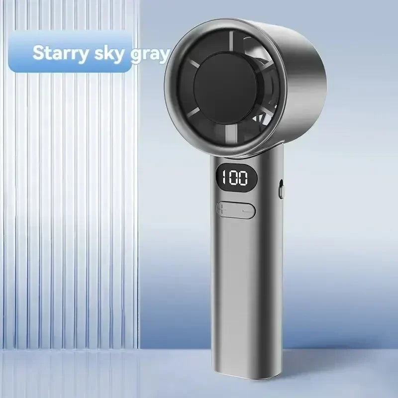 New 120th Speed Handheld Ice Coating Fan Digital Display Turbo Violent
