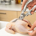 Multi-functional stainless steel kitchen scissors | Ergonomic handle, ambidextrous design, suitable for poultry, fish, and meat