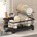 Compact Japanese Kitchen Dish Drainer Steel Dish Rack with Removable Plate Utensil Holder And Dual-Layer Chopstick Holder