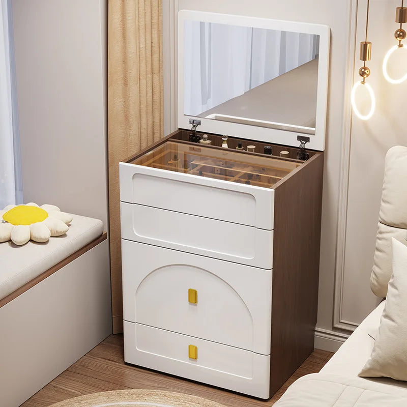 Cream wind flip dresser bedroom simple modern small apartment 60cm Internet celebrity 50 bedside table integrated makeup table