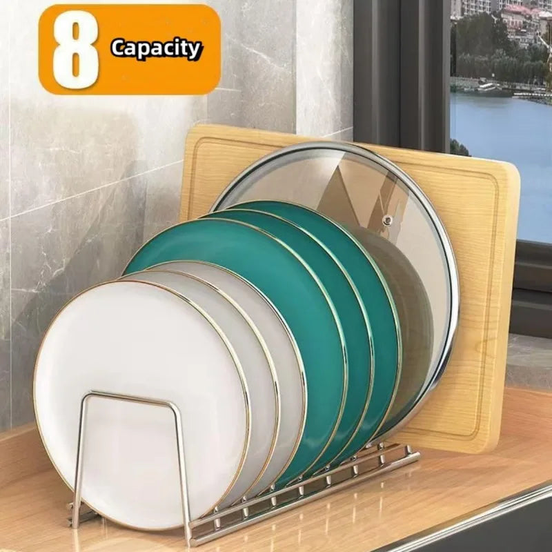 Stainless Steel Dish Storage Rack Desktop Drain Rack Household Bowl Rack Plate Rack Save Space Kitchen Dish Organizer