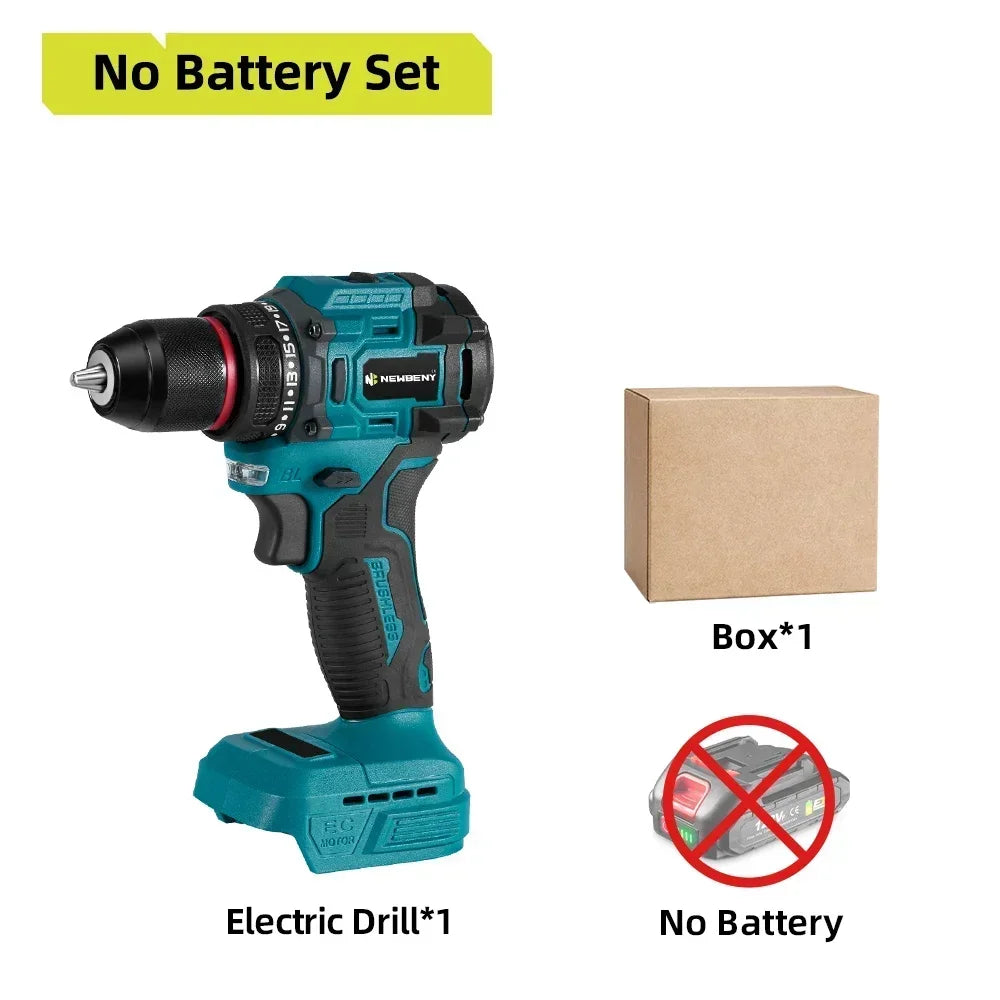NEWBENY 10mm Brushless Electric Drill 21+2 Torque Multifunctional Cordless Electric Screwdriver For Makita 18V Battery Pin