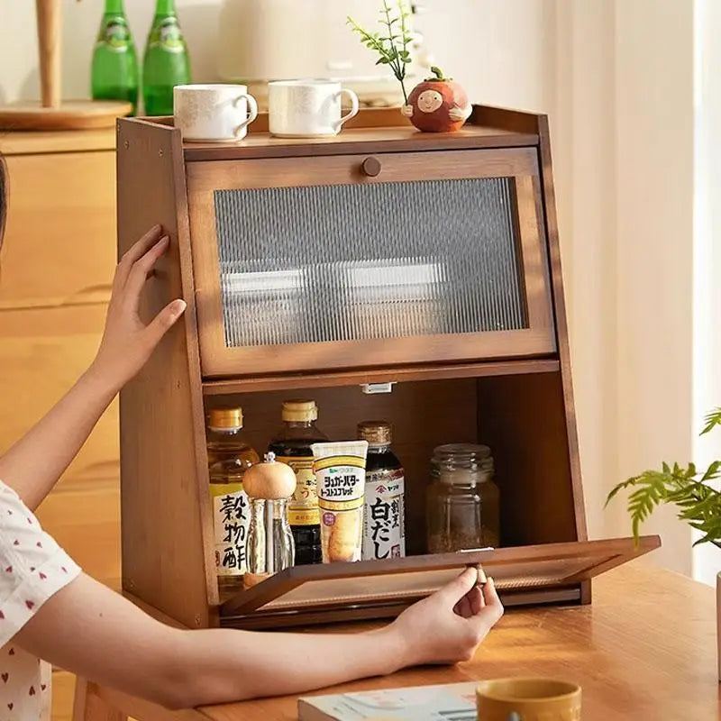 Wooden Desktop Storage Cabinet Cup Organizer Cosmetic Storage Ra Der Batoom Vani elf Wood Material Home Organization