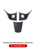 YZ For Tesla Model 3 Y 2021-2023 Car Steering Wheel Frame ABS Carbon Fiber Steering Wheel Decor Cover Stickers Interior