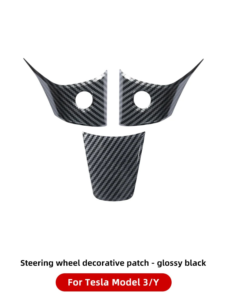 YZ For Tesla Model 3 Y 2021-2023 Car Steering Wheel Frame ABS Carbon Fiber Steering Wheel Decor Cover Stickers Interior