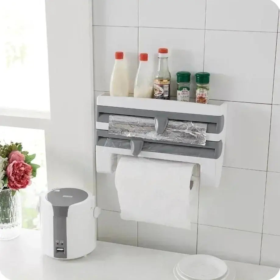 1 Pcs Kitchen Tools Cling Film Tissue Holder Sliding Knife Cutter Aluminum Foil Barbecue Cutting Box Towel Storage Racks