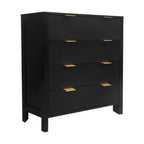 Fluted 4 Drawers Dresser Modern Chest of Drawers Wood Drawer Organizer with Waveform Fluted Panel for Bedroom Living Room