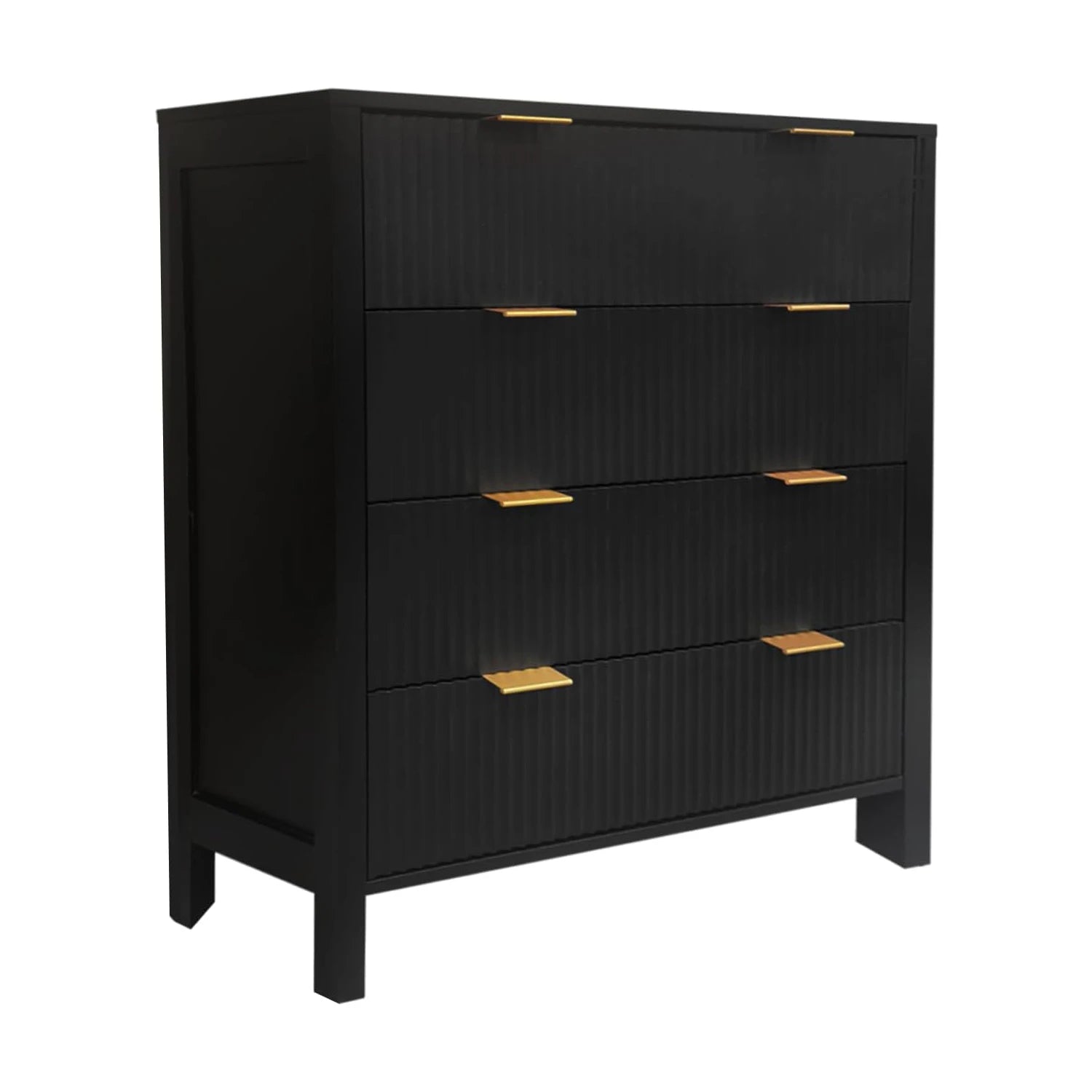 Fluted 4 Drawers Dresser Modern Chest of Drawers Wood Drawer Organizer with Waveform Fluted Panel for Bedroom Living Room